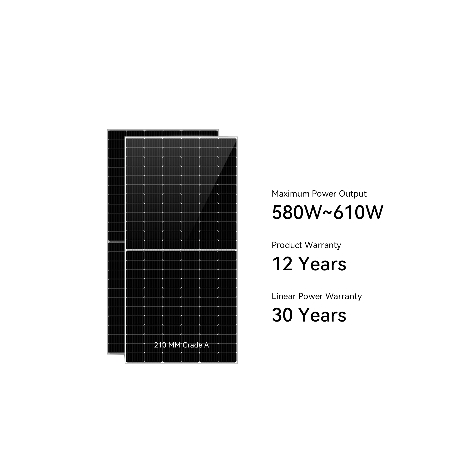 610W-210-MBB-单晶硅双面半片光伏组件单晶太阳能电池板
